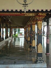 Interior with green pillars