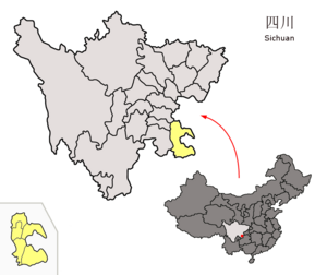 Lage von Luzhou (gelb) in Sichuan