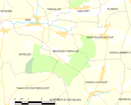 Mapa obce Braye-en-Thiérache