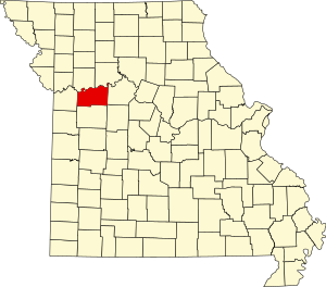 Map of Missouri highlighting Lafayette County