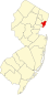 Hartă a statului New Jersey indicând comitatul Hudson