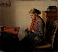 Skagen girl, Maren Sofie, knitting