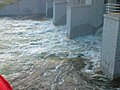 Water gushing out of tank when water was released during 2011