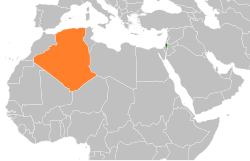 Map indicating locations of Palestine and Algeria