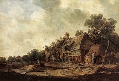 Cabanes de paysans avec un puits (1633) Dresde.