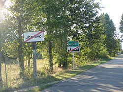 Road sign in Janowo