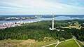 The Kaknäs Tower at Djurgården, with Lilla Värtan in the background.