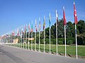 Flags of UfM members, at the palace entrance