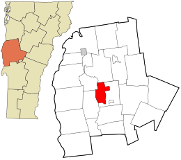 Location in Addison County and the state of Vermont.