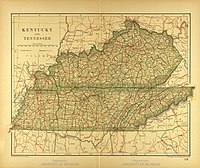 Карта Кентукки и Теннесси (снизу) 1894 года