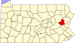 Location of Carbon County in Pennsylvania