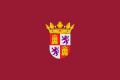 Pendón oficial de Castilla y León, que lleva el escudo de la comunidad «sobre un fondo carmesí tradicional»