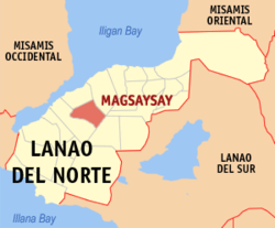 Map of Lanao del Norte with Magsaysay highlighted