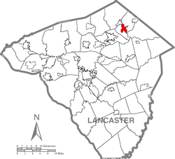 Reamstown's location in Lancaster County