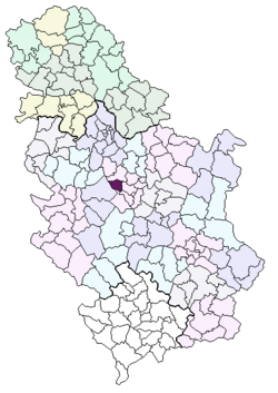 Location of the municipality of Stragari within Serbia