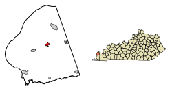 Location of La Center in Ballard County, Kentucky.