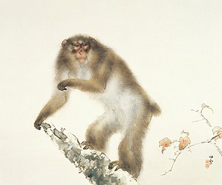 Hashimoto - Old Monkey with Cherry in Autumn (1938)