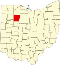 Map of Ohajo highlighting Hancock County