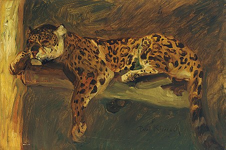 Schlafender Jaguar deur Paul Klimsch