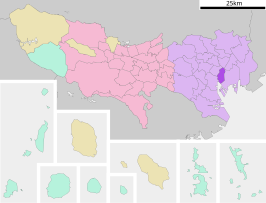Situering van Chuo in de prefectuur Tokio