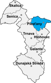 Poziția localității Districtul Piešťany