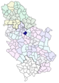 Localisation de la municipalité de Mladenovac en Serbie