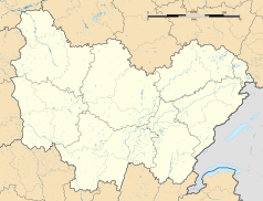 Mapa konturowa Burgundii-Franche-Comté, blisko centrum na lewo u góry znajduje się punkt z opisem „Courcelles-lès-Montbard”