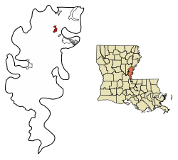 Location of Ferriday in Concordia Parish, Louisiana.