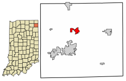 Location of Waterloo in DeKalb County, Indiana.