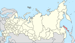 Sachalin oblasts läge i Ryssland.