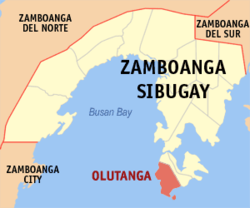 Map of Zamboanga Sibugay with Olutanga highlighted