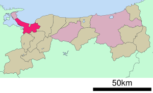Lage Yonagos in der Präfektur