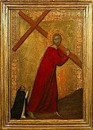 Cristo llevando la Cruz, con un retrato de donante de un fraile dominico, Barna da Siena, 1330-1350