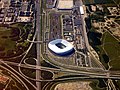 Luftbild der Allianz Arena in München mit dem Autobahnkreuz München-Nord (2005)