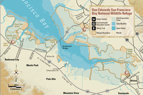 Carte du Don Edwards San Francisco Bay National Wildlife Refuge.