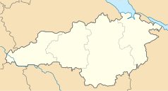 Mapa konturowa obwodu kirowohradzkiego, na dole znajduje się punkt z opisem „Bobryniec”