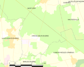 Mapa obce Crèvecoeur-en-Brie