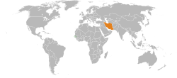 Map indicating locations of Gambia and Iran