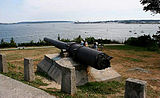 Cañón recuperado del Maine en Fort Allen Park, Portland, Maine.