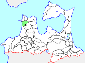 市浦村の県内位置図