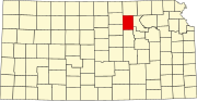 Map of Kansas highlighting Clay County