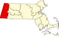 Kort over Massachusetts med Berkshire County markeret