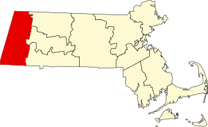 Map of Massachusetts highlighting Berkshire County