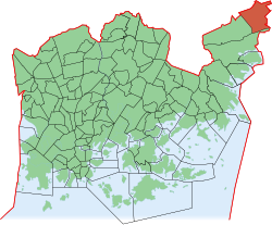 Kaupungin kartta, jossa Puroniitty korostettuna. Helsingin kaupunginosat