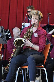 Baritonsaxofoniste tijdens de Gentse Feesten 2019