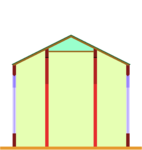 Église-halle avec un plafond horizontal au niveau de la nef centrale et des plafonds obliques au niveau des collatéraux