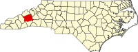 Locatie van Buncombe County in North Carolina