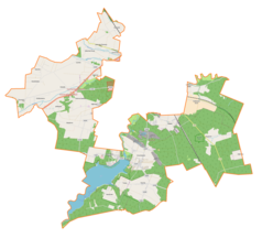 Mapa konturowa gminy wiejskiej Tomaszów Mazowiecki, u góry po lewej znajduje się punkt z opisem „Świńsko”