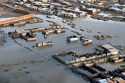 Asentamiento humano inundado por el Fenómeno del Niño en Piura