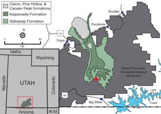 Drawn map showing fossil location